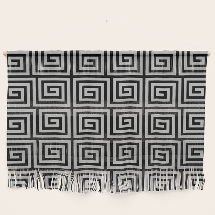 Greek Key Pattern Black and Gray Wall Hanging Gallery Image 1