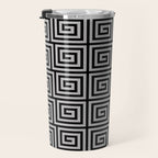 Greek Key Pattern Black and Gray Travel Mug Gallery Image 3