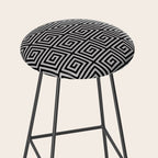Greek Key Pattern Black and Gray Stool Gallery Image 2