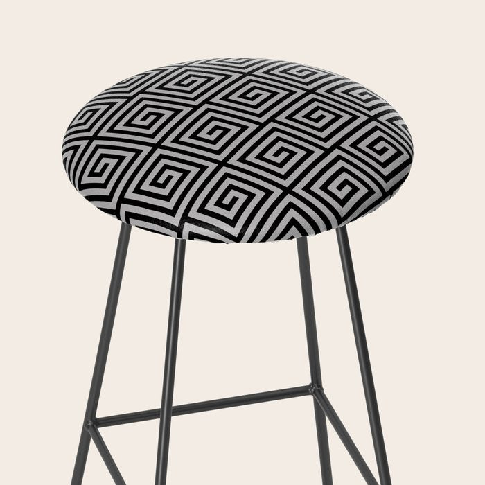 Greek Key Pattern Black and Gray Stool Gallery Image 2