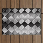Greek Key Pattern Black and Gray Outdoor Rug Gallery Image 1