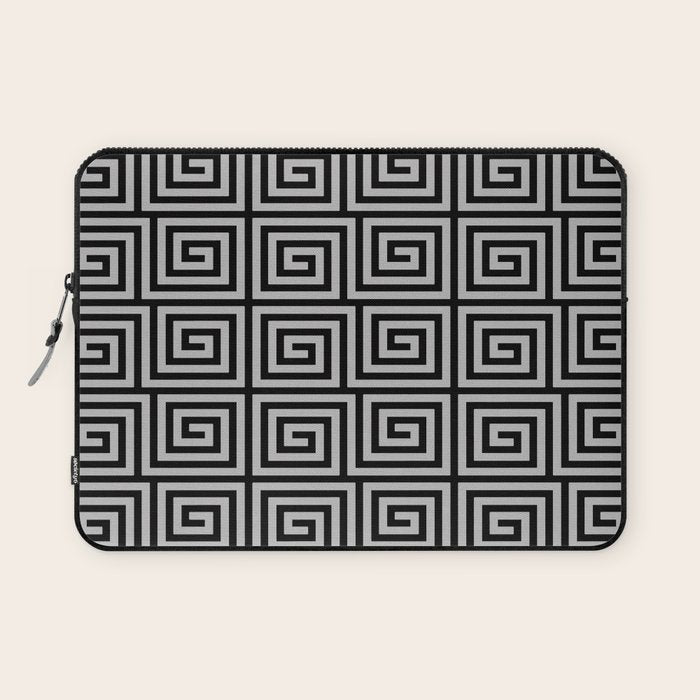 Greek Key Pattern Black and Gray Laptop Sleeve Gallery Image 1