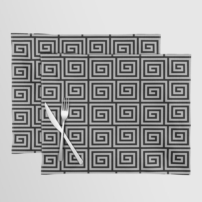 Greek Key Pattern Black and Gray Placemat Gallery Image 1