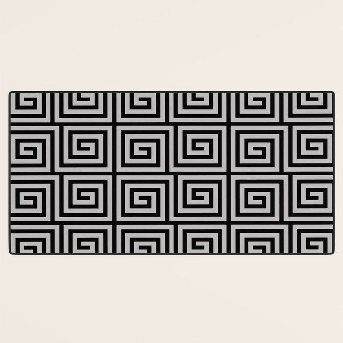 Greek Key Pattern Black and Gray Desk Mat Gallery Image 3