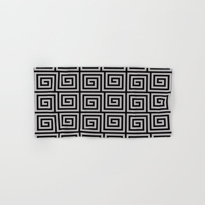Greek Key Pattern Black and Gray Towels Gallery Image 1