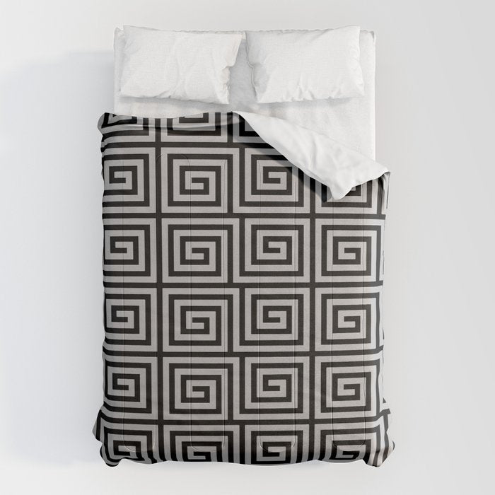 Greek Key Pattern Black and Gray Comforter Gallery Image 1