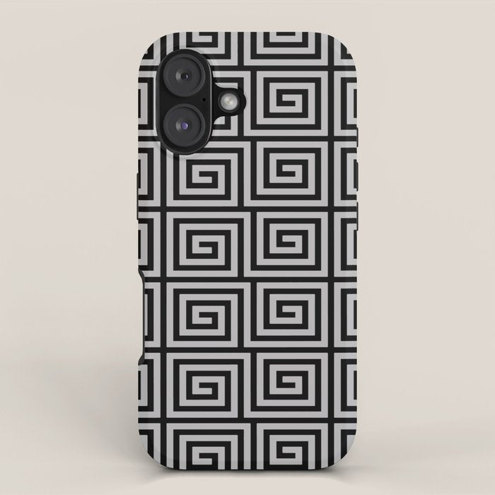 Greek Key Pattern Black and Gray iPhone Case Gallery Image 1