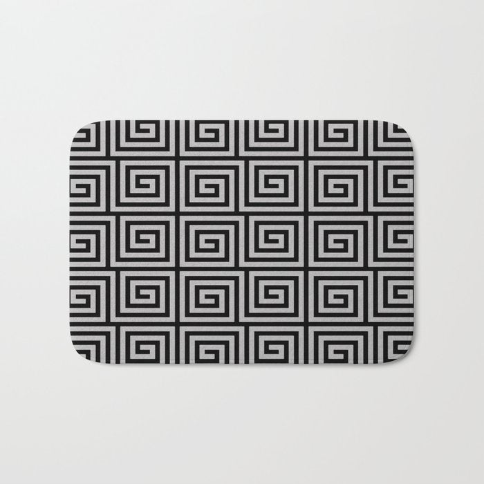 Greek Key Pattern Black and Gray Bath Mat Gallery Image 1