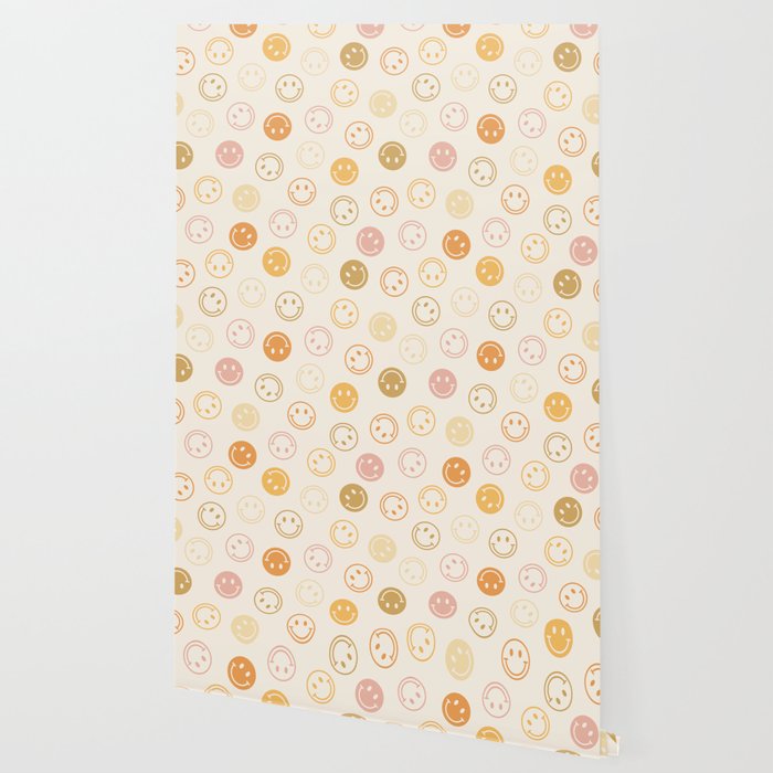 Neutral Smiley Face Pattern Wallpaper Gallery Image 2