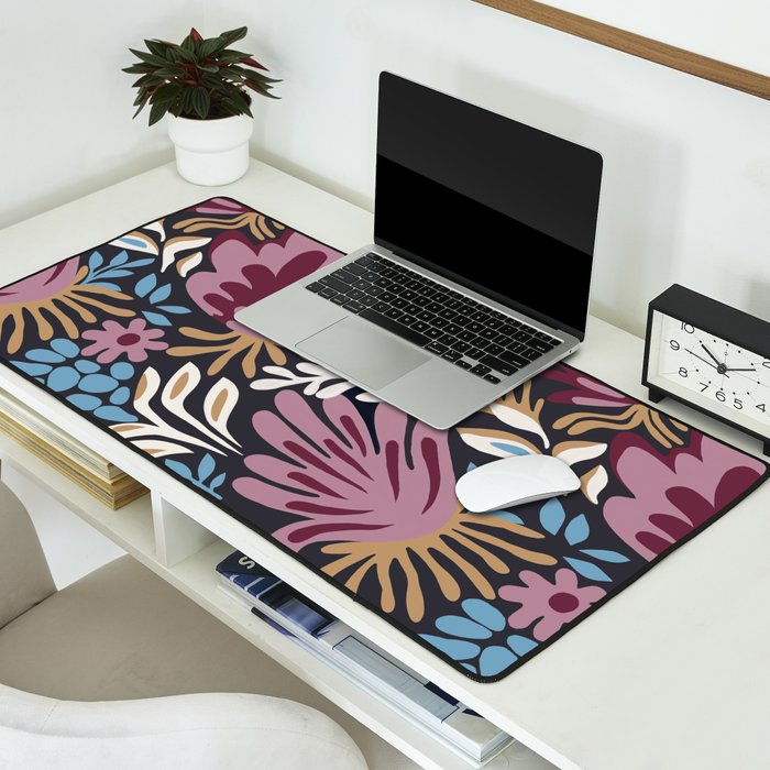 Dark Lush Floral Escape Desk Mat Gallery Image 2
