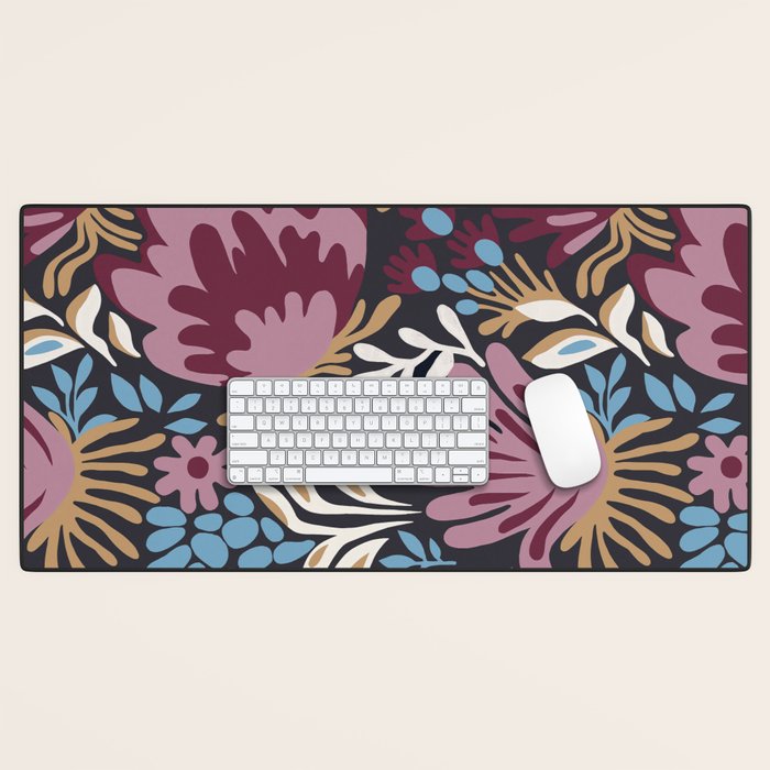 Dark Lush Floral Escape Desk Mat Gallery Image 1