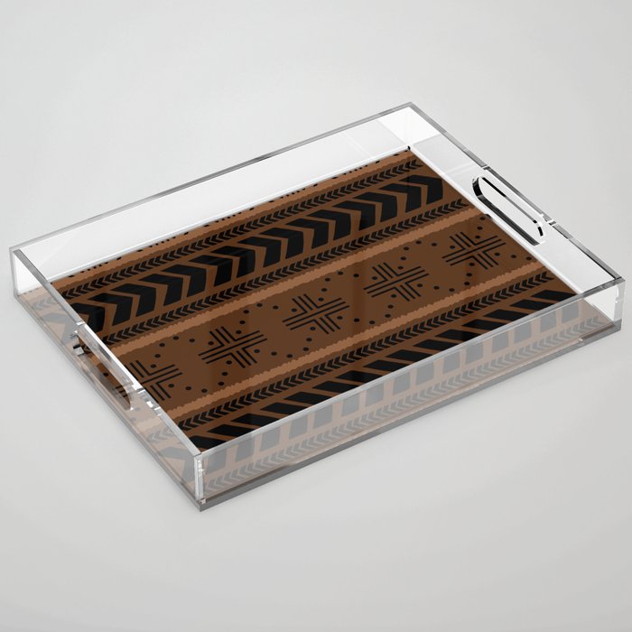 Natural African Mud Cloth Pattern Acrylic Tray Gallery Image 1