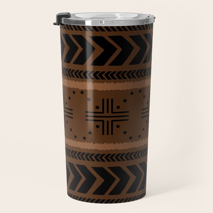 Natural African Mud Cloth Pattern Travel Mug Gallery Image 3