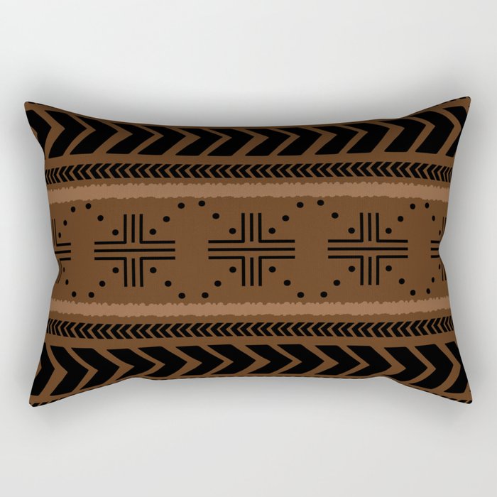 Natural African Mud Cloth Pattern Rectangular Pillow Gallery Image 1