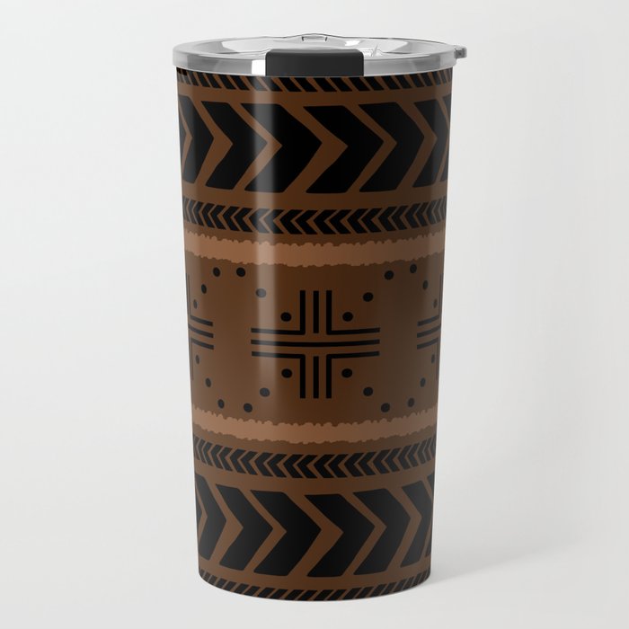 Natural African Mud Cloth Pattern Travel Mug Gallery Image 1