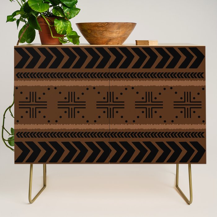 Natural African Mud Cloth Pattern Credenza Gallery Image 1