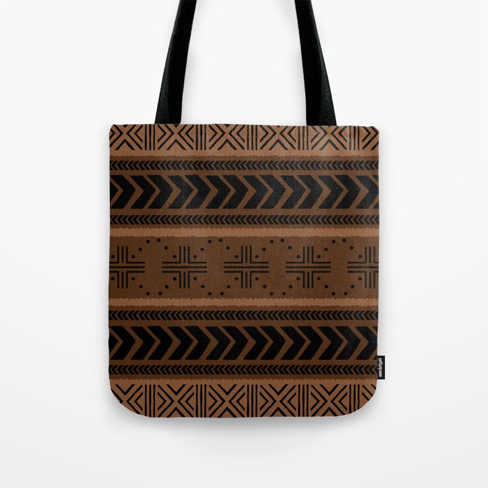 Natural African Mud Cloth Pattern Tote Bag Gallery Image 1
