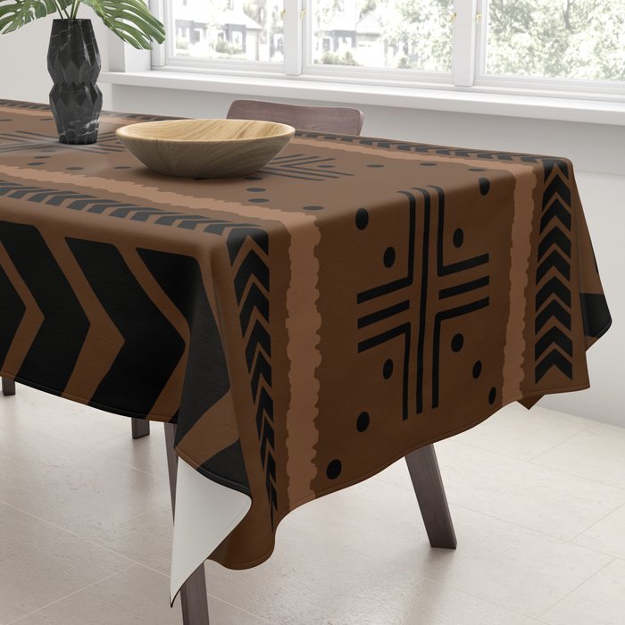Natural African Mud Cloth Pattern Tablecloth Gallery Image 3