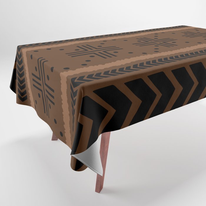 Natural African Mud Cloth Pattern Tablecloth Gallery Image 1