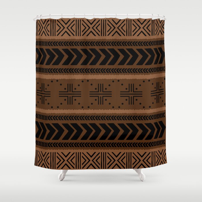 Natural African Mud Cloth Pattern Shower Curtain Gallery Image 1