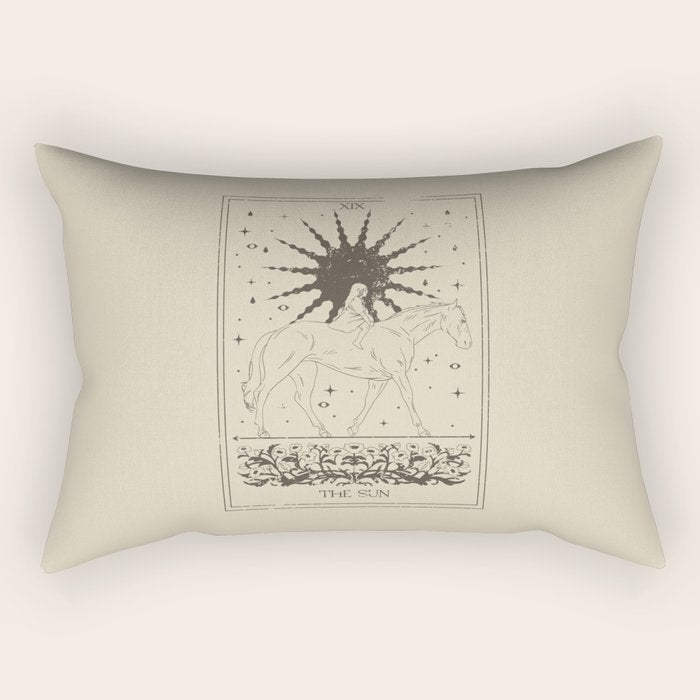 The Sun Card, Sun girl and horse print, Major Arcana, Divination, Magic girl Rectangular Pillow Gallery Image 1