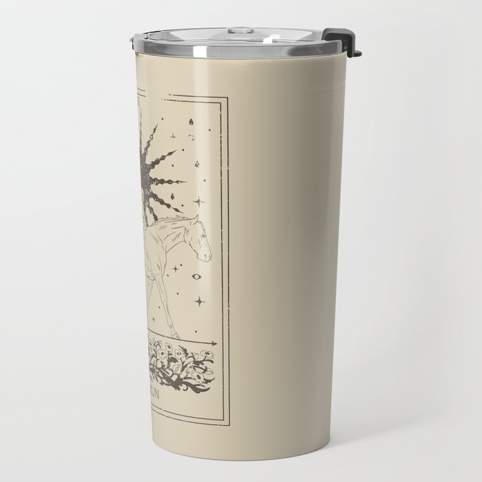 The Sun Card, Sun girl and horse print, Major Arcana, Divination, Magic girl Travel Mug Gallery Image 2