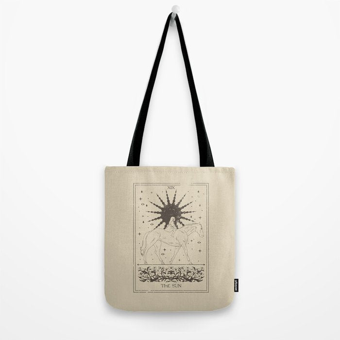 The Sun Card, Sun girl and horse print, Major Arcana, Divination, Magic girl Tote Bag Gallery Image 2