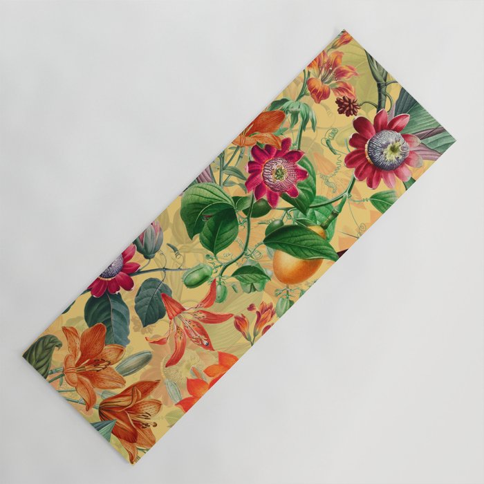 Exotic Sunny Vintage Passionflower Garden Yoga Mat Gallery Image 1