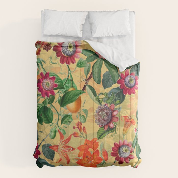 Exotic Sunny Vintage Passionflower Garden Comforter Gallery Image 6