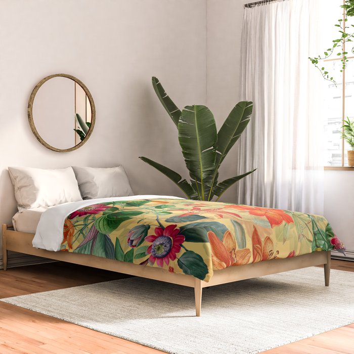 Exotic Sunny Vintage Passionflower Garden Comforter Gallery Image 2