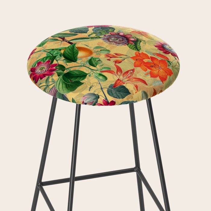 Exotic Sunny Vintage Passionflower Garden Stool Gallery Image 2