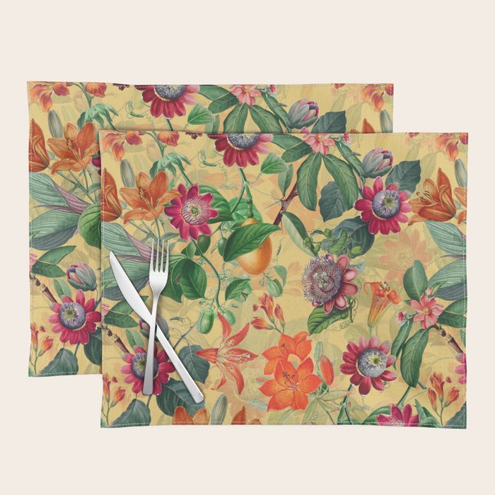 Exotic Sunny Vintage Passionflower Garden Placemat Gallery Image 1