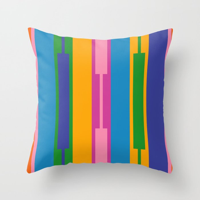 Colorful and Bold Geo Chain Geometric Color Block Stripes Vertical Pattern Throw Pillow Gallery Image 6