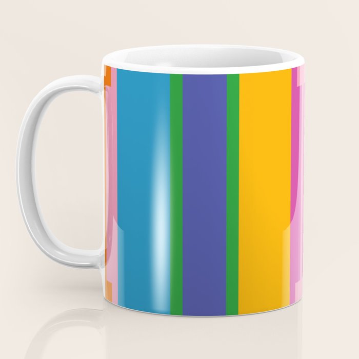 Colorful and Bold Geo Chain Geometric Color Block Stripes Vertical Pattern Coffee Mug Gallery Image 3