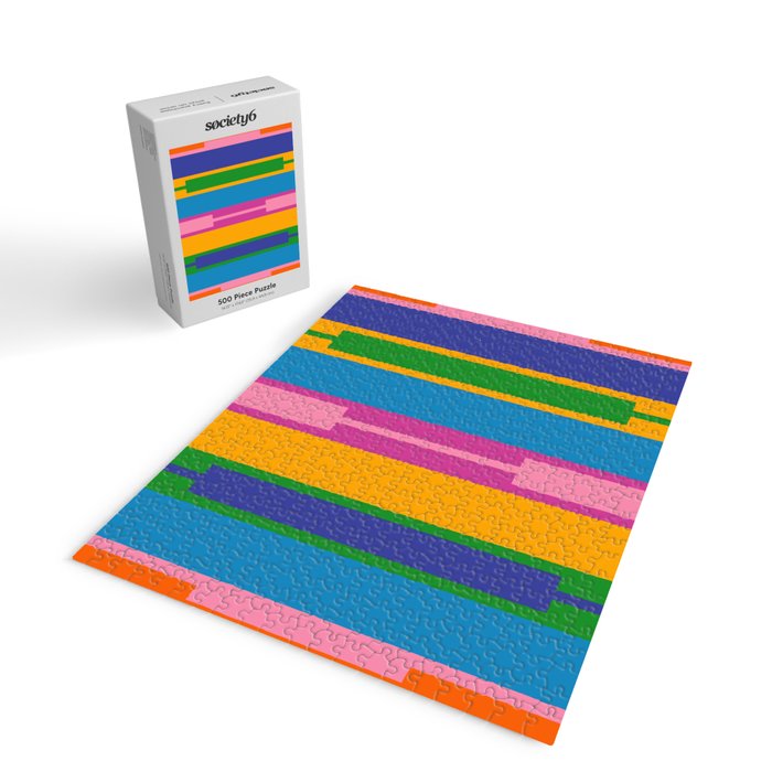 Colorful and Bold Geo Chain Geometric Color Block Stripes Vertical Pattern Jigsaw Puzzle Gallery Image 2