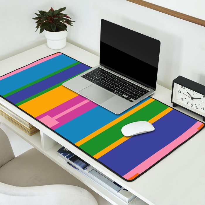 Colorful and Bold Geo Chain Geometric Color Block Stripes Vertical Pattern Desk Mat Gallery Image 2