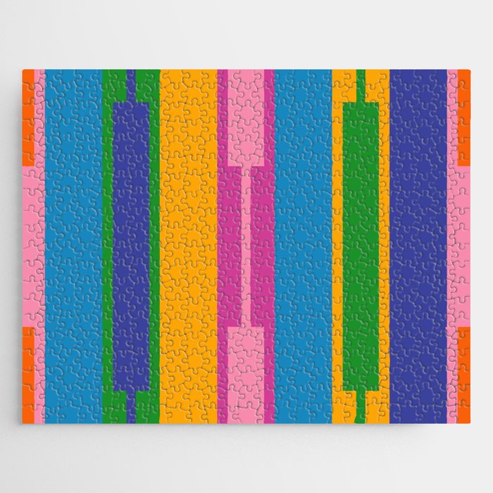Colorful and Bold Geo Chain Geometric Color Block Stripes Vertical Pattern Jigsaw Puzzle Gallery Image 1
