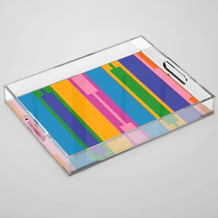 Colorful and Bold Geo Chain Geometric Color Block Stripes Vertical Pattern Acrylic Tray Gallery Image 1