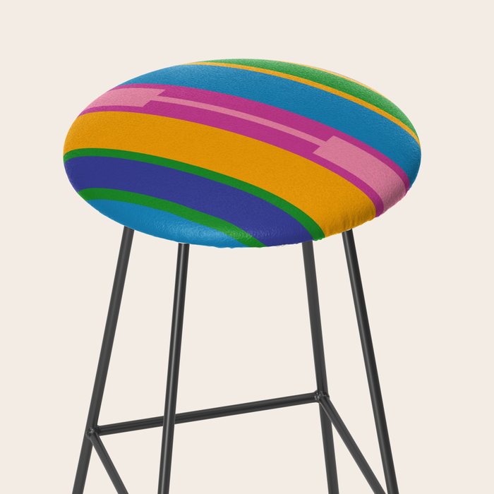 Colorful and Bold Geo Chain Geometric Color Block Stripes Vertical Pattern Stool Gallery Image 2