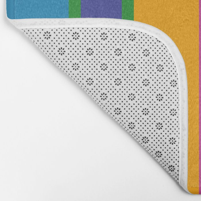 Colorful and Bold Geo Chain Geometric Color Block Stripes Vertical Pattern Bath Mat Gallery Image 2