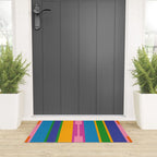 Colorful and Bold Geo Chain Geometric Color Block Stripes Vertical Pattern Welcome Mat Gallery Image 3