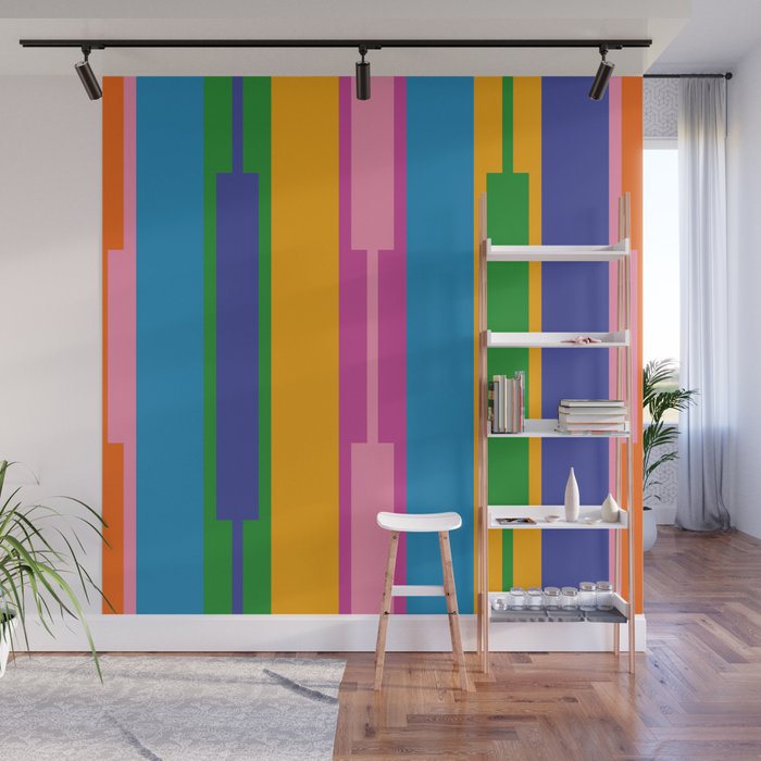 Colorful and Bold Geo Chain Geometric Color Block Stripes Vertical Pattern Wall Mural Gallery Image 1