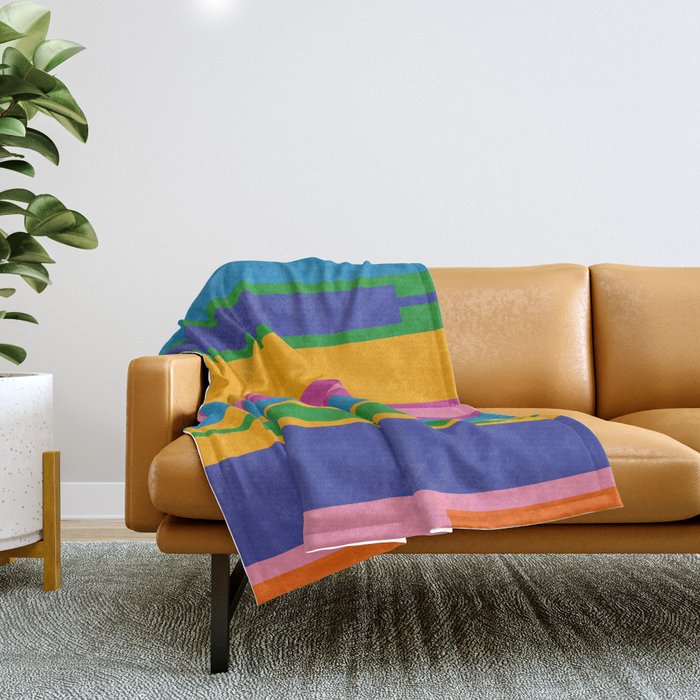 Colorful and Bold Geo Chain Geometric Color Block Stripes Vertical Pattern Throw Blanket Gallery Image 1