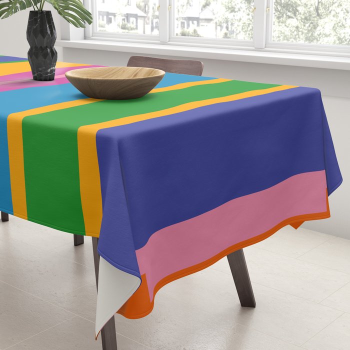 Colorful and Bold Geo Chain Geometric Color Block Stripes Vertical Pattern Tablecloth Gallery Image 3