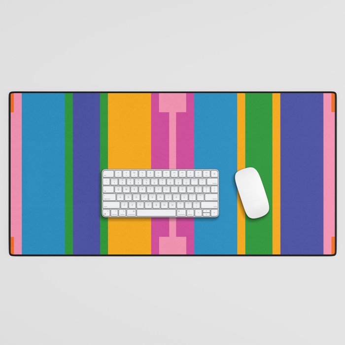 Colorful and Bold Geo Chain Geometric Color Block Stripes Vertical Pattern Desk Mat Gallery Image 1