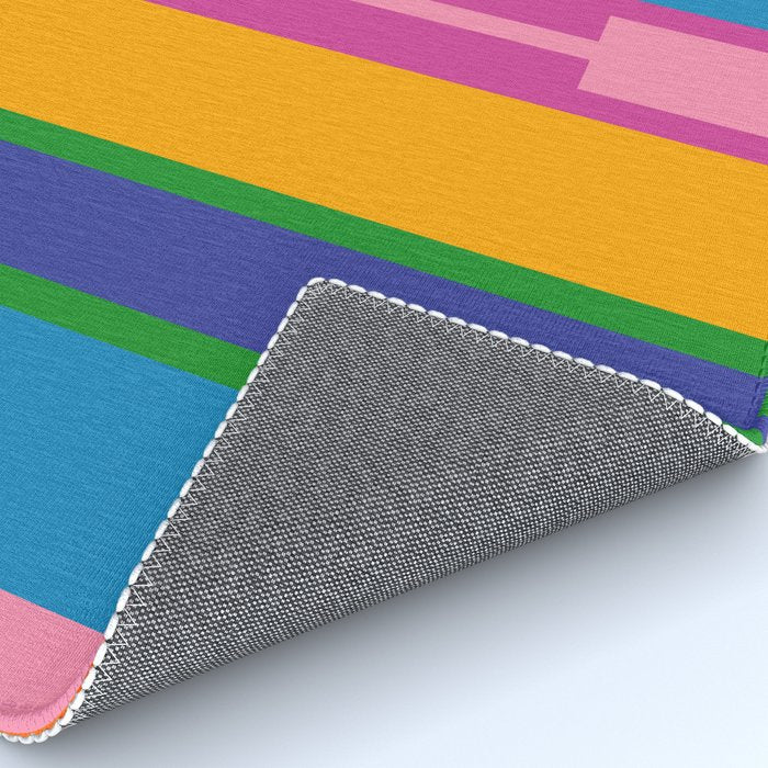 Colorful and Bold Geo Chain Geometric Color Block Stripes Vertical Pattern Rug Gallery Image 4