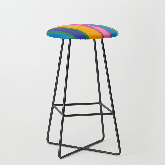 Colorful and Bold Geo Chain Geometric Color Block Stripes Vertical Pattern Stool Gallery Image 1
