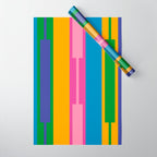 Colorful and Bold Geo Chain Geometric Color Block Stripes Vertical Pattern Wrapping Paper Gallery Image 1