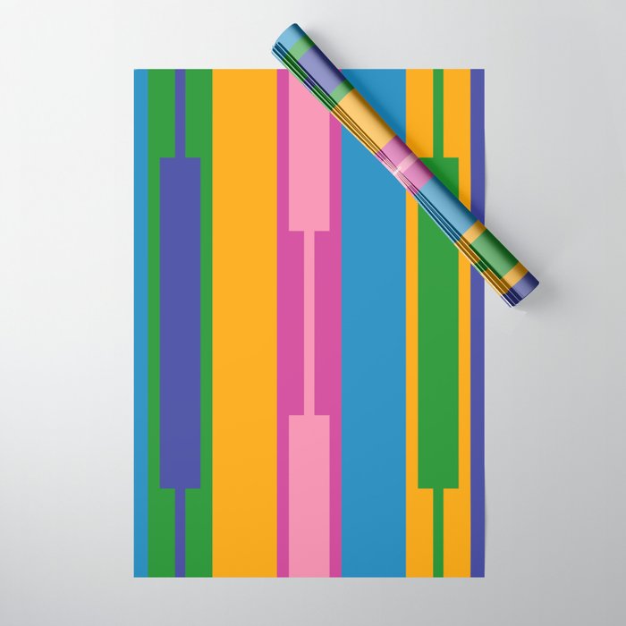 Colorful and Bold Geo Chain Geometric Color Block Stripes Vertical Pattern Wrapping Paper Gallery Image 1