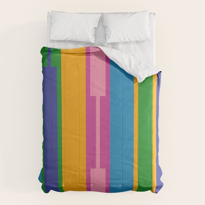 Colorful and Bold Geo Chain Geometric Color Block Stripes Vertical Pattern Comforter Gallery Image 6
